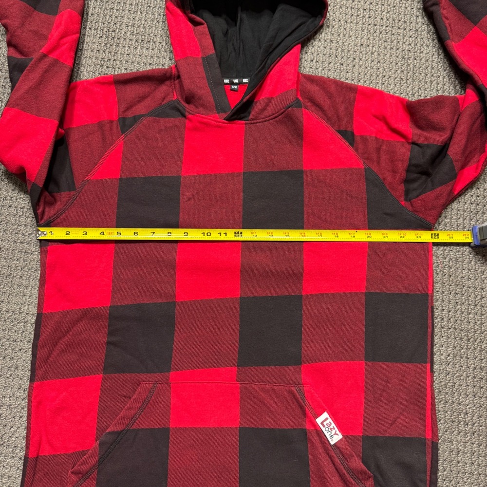 Lazy One Sleep Hoodie Women S/M Red Black Buffalo Plaid Longline Loungewear 0143 - Picture 4 of 10